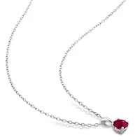 Lab Created Created Ruby Solitaire Pendant with Chain and Stud Earrings 2-Piece Set in Sterling Silver