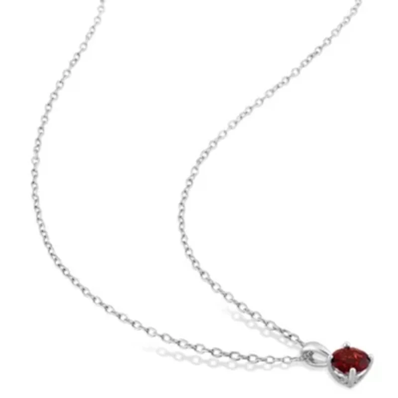 Garnet Pendant with Chain and Earrings 2-Piece Set in Sterling Silver