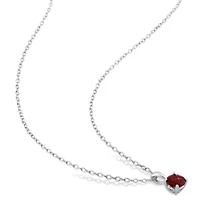 Garnet Pendant with Chain and Earrings 2-Piece Set in Sterling Silver
