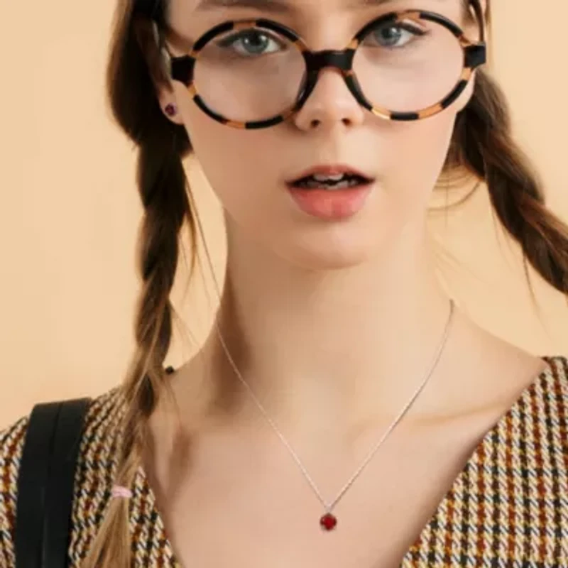 Garnet Solitaire Pendant with Chain and Stud Earrings 2-Piece Set in Sterling Silver