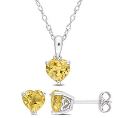 Citrine Pendant with Chain and Earrings 2-Piece Set in Sterling Silver