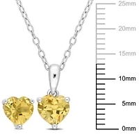 Citrine Pendant with Chain and Earrings 2-Piece Set in Sterling Silver