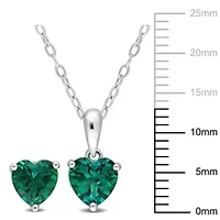 Lab Created Created Emerald Pendant with Chain and Earrings 2-Piece Set in Sterling Silver