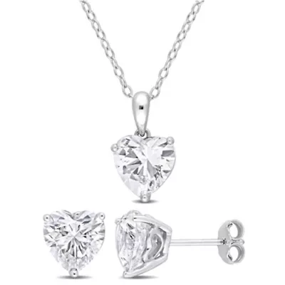 Lab Created Created White Sapphire Pendant with Chain and Earrings 2-Piece Set in Sterling Silver