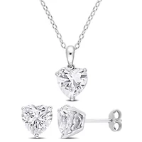 Lab Created Created White Sapphire Pendant with Chain and Earrings 2-Piece Set in Sterling Silver