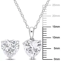 Lab Created Created White Sapphire Pendant with Chain and Earrings 2-Piece Set in Sterling Silver