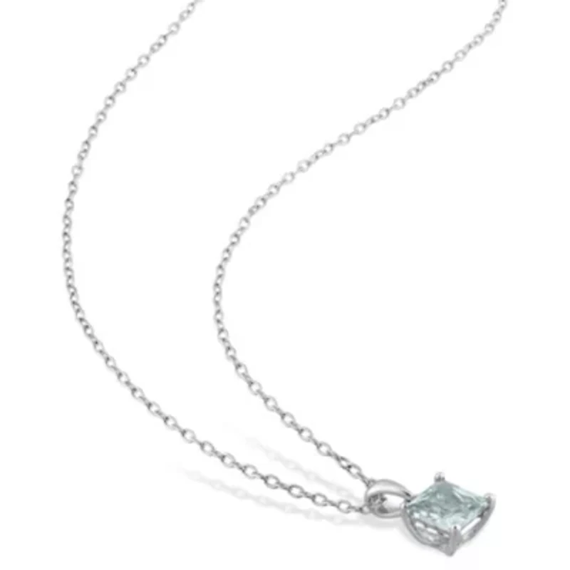 Created Spinel (Aquamarine) Pendant with Chain and Earrings 2-Piece Set in Sterling Silver