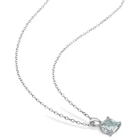 Created Spinel (Aquamarine) Pendant with Chain and Earrings 2-Piece Set in Sterling Silver