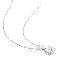 Lab Created Created White Sapphire Solitaire Pendant with Chain and Stud Earrings 2-Piece Set in Sterling Silver