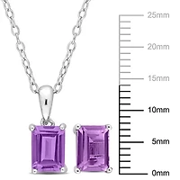 Amethyst Pendant with Chain and Earrings 2-Piece Set in Sterling Silver