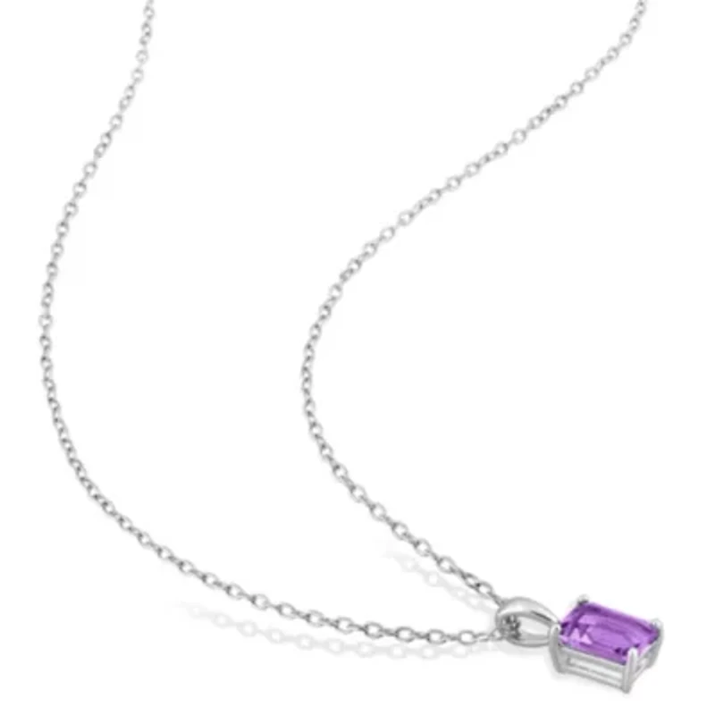 Amethyst Pendant with Chain and Earrings 2-Piece Set in Sterling Silver