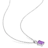 Amethyst Pendant with Chain and Earrings 2-Piece Set in Sterling Silver