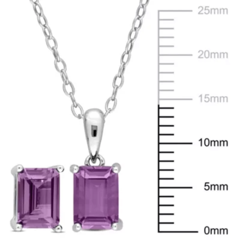 Lab Created Simulated Alexandrite Pendant with Chain and Earrings 2-Piece Set in Sterling Silver