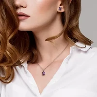 Lab Created Simulated Alexandrite Pendant with Chain and Earrings 2-Piece Set in Sterling Silver