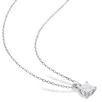 Lab Created Created White Sapphire Solitaire Pendant with Chain and Stud Earrings 2-Piece Set in Sterling Silver