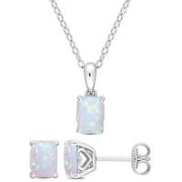 Lab Created Created Opal Pendant with Chain and Earrings 2-Piece Set in Sterling Silver