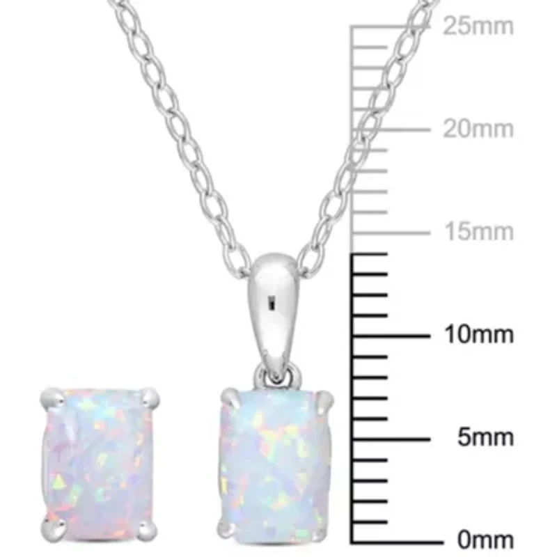 Lab Created Created Opal Pendant with Chain and Earrings 2-Piece Set in Sterling Silver