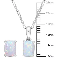 Lab Created Created Opal Pendant with Chain and Earrings 2-Piece Set in Sterling Silver