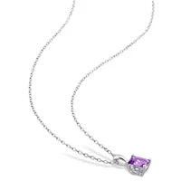 Amethyst Pendant with Chain and Earrings 2-Piece Set in Sterling Silver