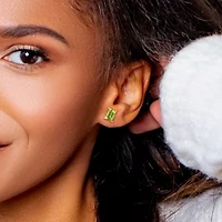 Peridot Solitaire Pendant with Chain and Stud Earrings 2-Piece Set in Sterling Silver