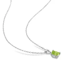 Peridot Solitaire Pendant with Chain and Stud Earrings 2-Piece Set in Sterling Silver
