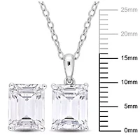 White Topaz Solitaire Pendant with Chain and Stud Earrings 2-Piece Set in Sterling Silver