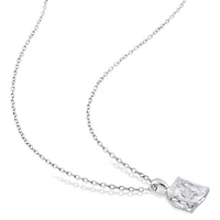White Topaz Solitaire Pendant with Chain and Stud Earrings 2-Piece Set in Sterling Silver