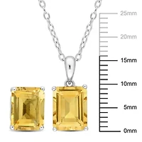 Citrine Pendant with Chain and Earrings 2-Piece Set in Sterling Silver