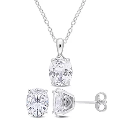 Lab Created Created White Sapphire Pendant with Chain and Earrings 2-Piece Set in Sterling Silver