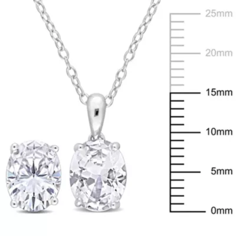 Lab Created Created White Sapphire Pendant with Chain and Earrings 2-Piece Set in Sterling Silver