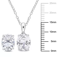 Lab Created Created White Sapphire Pendant with Chain and Earrings 2-Piece Set in Sterling Silver