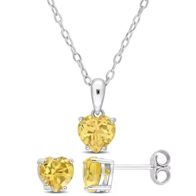 Citrine Pendant with Chain and Earrings 2-Piece Set in Sterling Silver