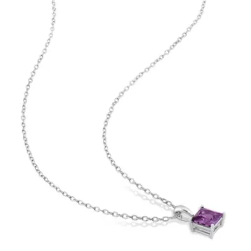 Simulated Alexandrite Pendant with Chain and Earrings 2-Piece Set in Sterling Silver