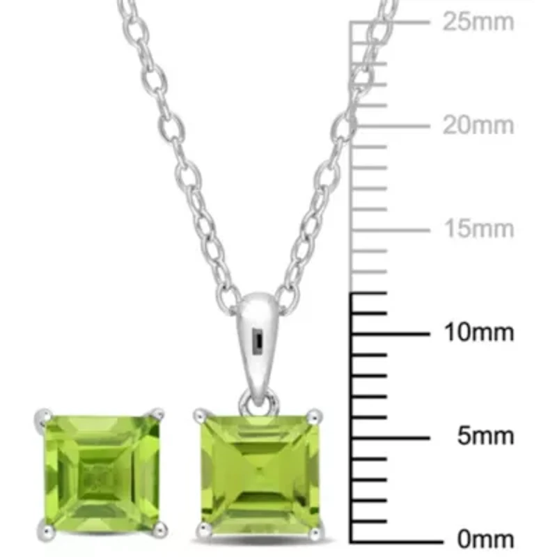 Peridot Pendant with Chain and Earrings 2-Piece Set in Sterling Silver