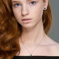 Lab Created Created Emerald Pendant with Chain and Earrings 2-Piece Set in Sterling Silver