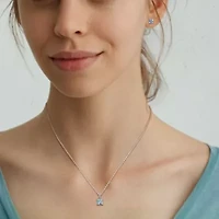 Synthetic Spinel (Aquamarine) Pendant with Chain and Earrings 2-Piece Set in Sterling Silver