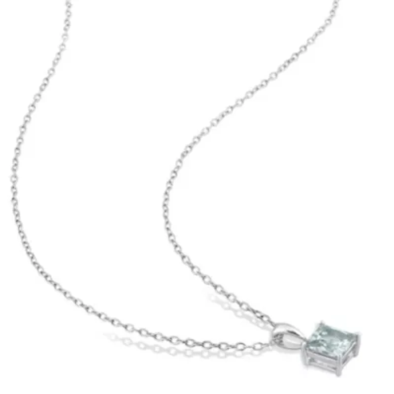 Synthetic Spinel (Aquamarine) Pendant with Chain and Earrings 2-Piece Set in Sterling Silver