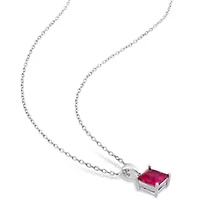 Lab Created Created Ruby Pendant with Chain and Earrings 2-Piece Set in Sterling Silver