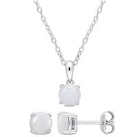 Opal Pendant with Chain and Earrings 2-Piece Set in Sterling Silver