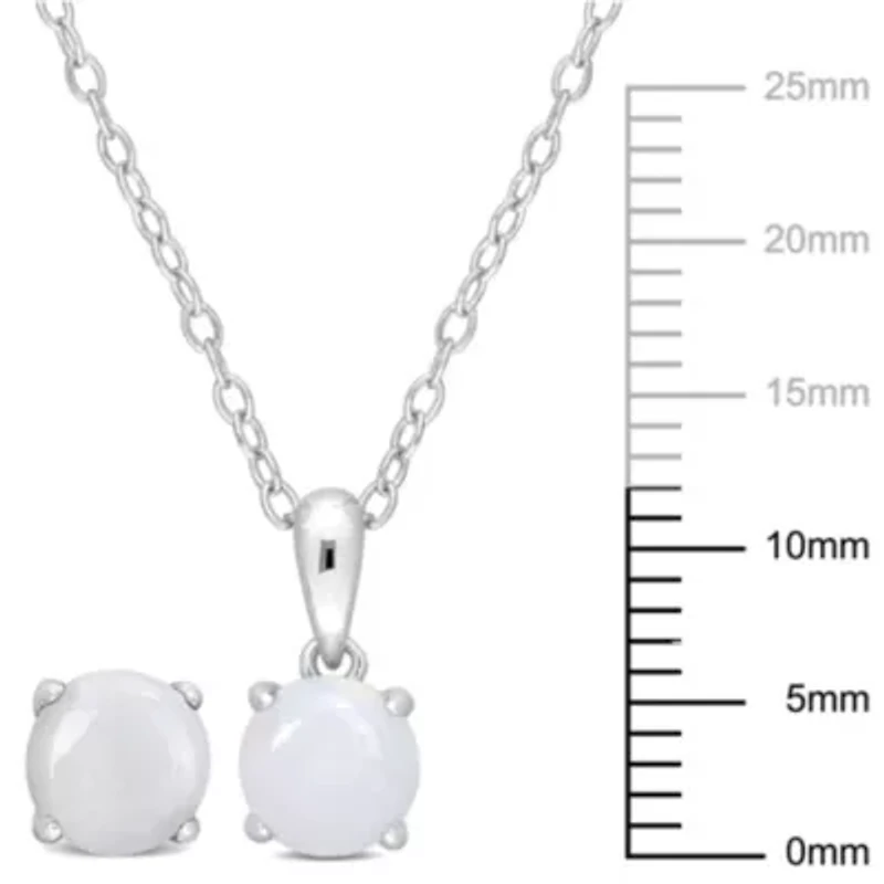 Opal Pendant with Chain and Earrings 2-Piece Set in Sterling Silver