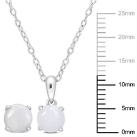 Opal Pendant with Chain and Earrings 2-Piece Set in Sterling Silver