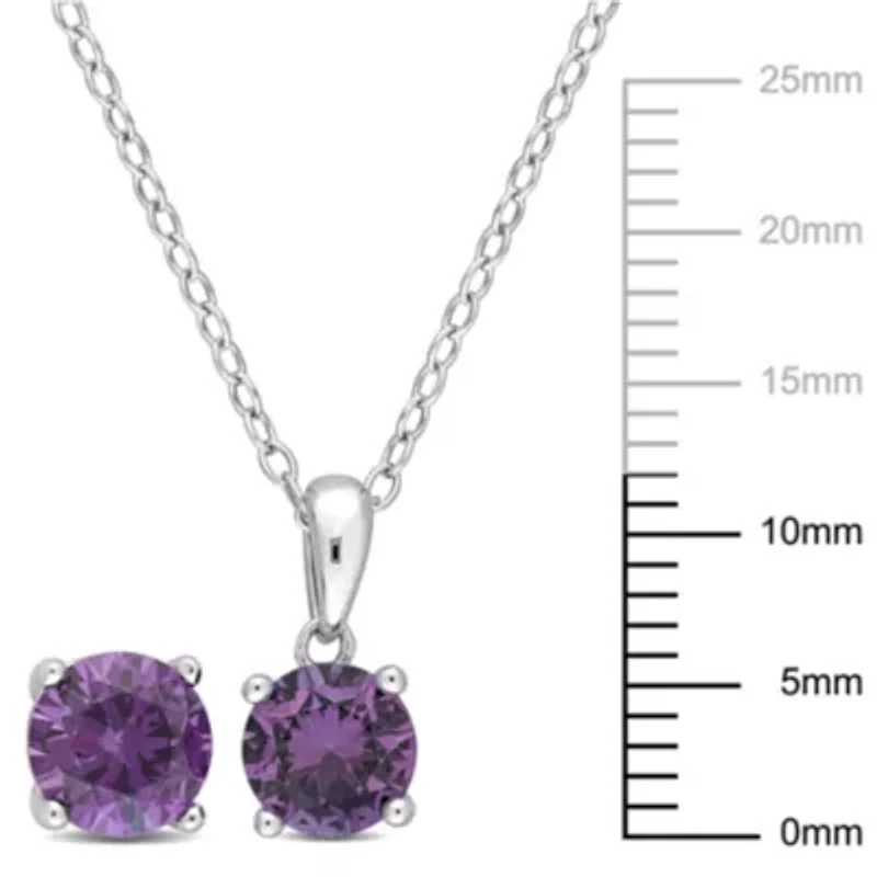 Lab Created Simulated Alexandrite Pendant with Chain and Earrings 2-Piece Set in Sterling Silver
