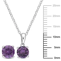 Lab Created Simulated Alexandrite Pendant with Chain and Earrings 2-Piece Set in Sterling Silver