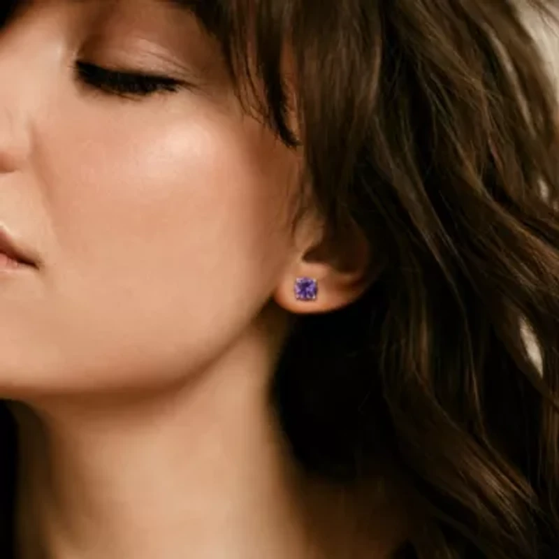 Lab Created Simulated Alexandrite Pendant with Chain and Earrings 2-Piece Set in Sterling Silver