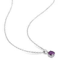 Lab Created Simulated Alexandrite Pendant with Chain and Earrings 2-Piece Set in Sterling Silver