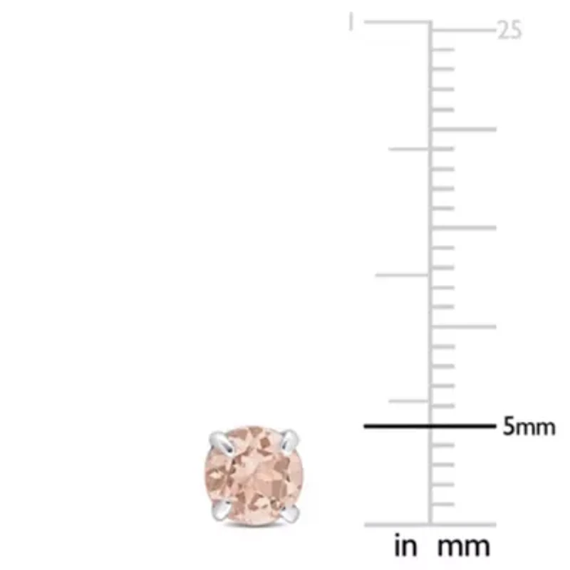 Morganite Solitaire Stud Earrings in 10K White Gold