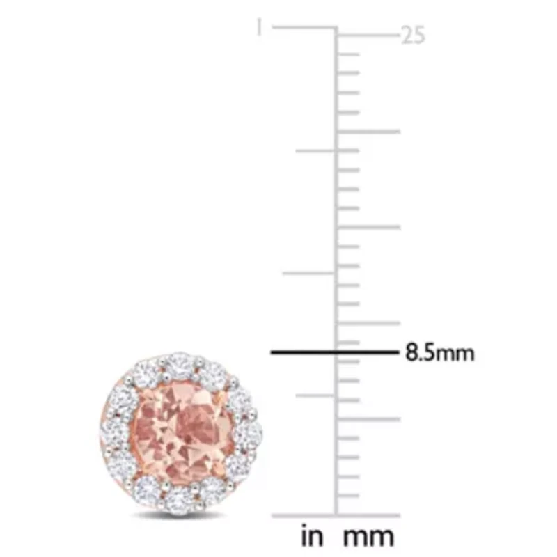 Morganite and 3/8 ct. t.w. Diamond Stud Earrings in 10K Rose Gold