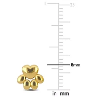 Children Paw Stud Earrings in Yellow Plated Sterling Silver