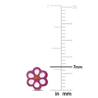 Children Enamel Flower Stud Earrings in Sterling Silver
