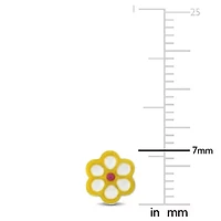 Children Yellow Enamel Flower Stud Earrings in Sterling Silver